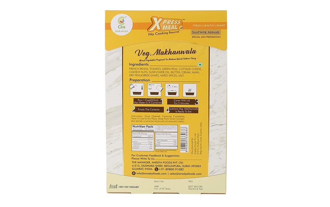 Cira Xpress Meal Veg. Makhanwala Saatwik Ahaar   Box  135 grams